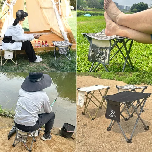 Miniatura 9 de Opliy Taburete de campamento, silla pequeña plegable de 13.5 pulgadas, taburete de campamento portátil para camping, pesca, senderismo, jardinería