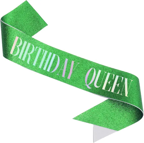 Miniatura 15 de Banda de cumpleaños Queen rosa, letras de papel de aluminio deslumbrante con purpurina para mujeres 21, 30, 40, 50, 60, regalos divertidos