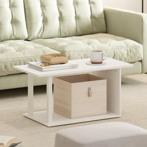 Miniatura 2 de Furinno Mesa de Café Básica, Mesa de Café Moderna de 2 Niveles con Estante Abierto, Mesa Auxiliar de Fácil Montaje, para Sala de Estar, Dormitorio