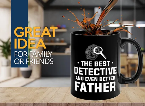 Miniatura 2 de Taza de café detective de 11 onzas, color negro, el mejor detective, policía, patrulla, policía, policía, policía, policía, policía, policía, jefe