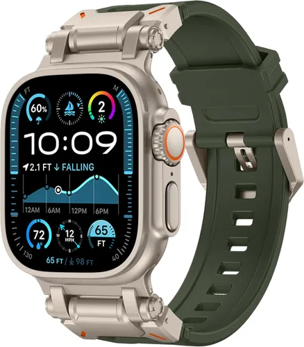 Miniatura 20 de FULLIFE Diseñado para Apple Watch Band Apple Watch Ultra 3/2/1 1.929 in para hombres, bandas de goma de silicona con conector de metal para Apple