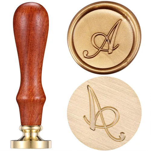 Miniatura 7 de Yoption - Sello de cera con diseño de letra del alfabeto y cabeza de latón retro, sello clásico