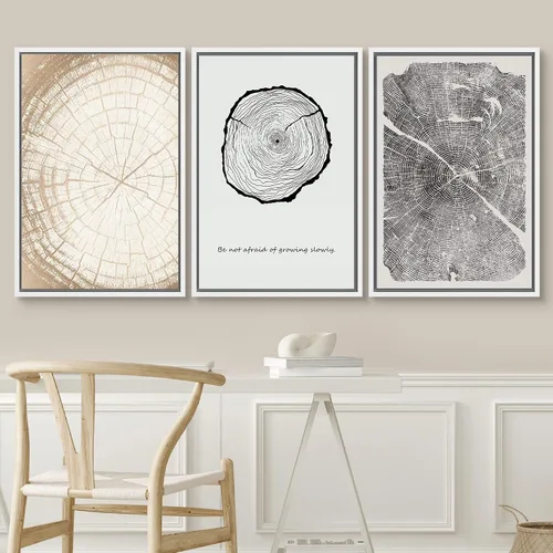 Miniatura 265 de SIGNWIN Lienzo enmarcado para pared, arte con pinceladas de flujo neutro en tonos beige abstractos, ilustraciones, arte moderno, decorativo