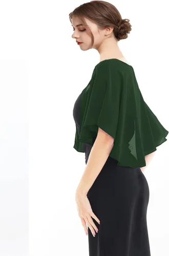 Miniatura 5 de Capelet de gasa para mujer, capas suaves, chales y envolturas para vestido de noche, capa de boda
