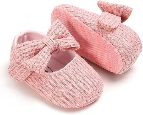 Miniatura 4 de Zapatos planos Mary Jane para bebés y niñas con moño, flores, suaves, recién nacidos, primeros pasos, zapatos de cuna, zapatos de vestir para bodas