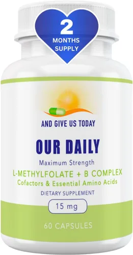 Miniatura 8 de Our Daily Vites - Cofactores del complejo L-metilfolato B y aminoácidos esenciales (7.5 mg), folato activo, metilcobalamina B12 metilcobalamina, B6