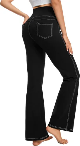 G4Free Pantalones de yoga con bolsillos para mujer, leggings acampanados de 29, 31, 33 pulgadas, cintura cruzada, capri
