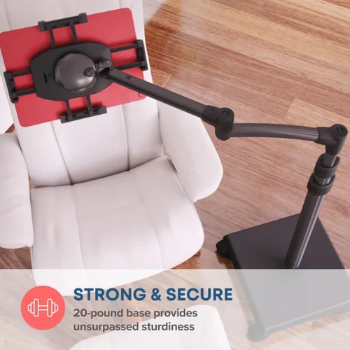 Miniatura 5 de Levo G2 Soporte Premium para Tablet en el Piso con Brazo Ajustable de 5 Ejes para iPad, Kindle, Samsung – Rango de Altura 30–56 Pulgadas – Lectura