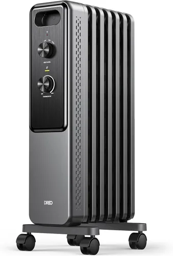 Dreo Calentador de Radiador, Perillas Dobles, 8 Protecciones de Seguridad, Calentadores Eléctricos de Espacio de 1500W para Uso Interior Habitación