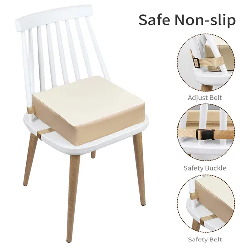 Miniatura 2 de Asiento elevador para niños o niñas, con hebilla de seguridad, lavable, de poliuretano, con 2 correas, para mesa de comedor, cojín elevador