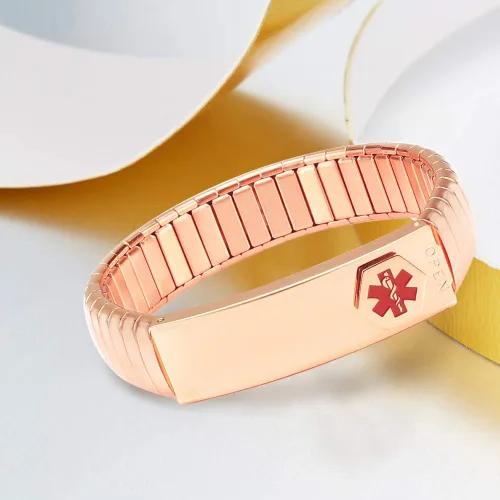 Miniatura 17 de Pulsera de alerta médica para hombres y mujeres, pulsera de identificación médica ajustable ajustable de acero inoxidable para diabetes, alergias