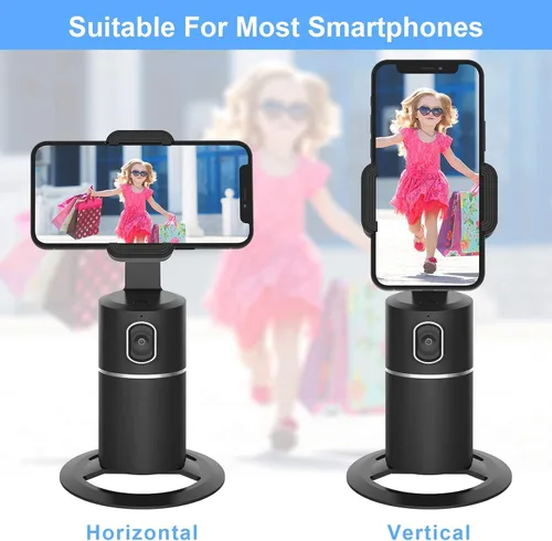 Miniatura 6 de Soporte de teléfono de seguimiento automático, rotación de 360°, soporte de pista de cuerpo facial, trípode de seguimiento para grabación de vlog