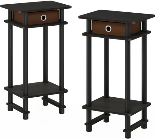 Miniatura 25 de Mesa de noche con cajón Furinno, Madera Roble francés