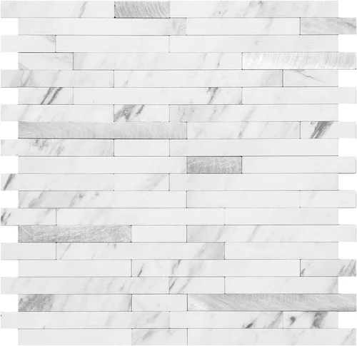 Miniatura 18 de DICOFUN - Azulejo adhesivo de loseta en muro para la cocina, piedra faxu gris claro, PVC con metal mixto, 1 lámina
