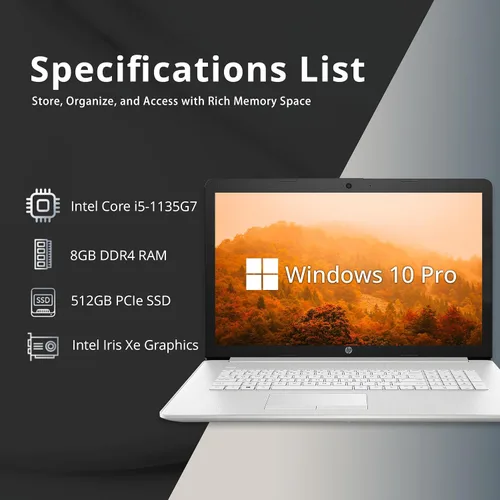 Miniatura 2 de HP Portátil empresarial FHD de 17.3", Intel Core i5-1135G7 de 11ª generación (Beats Intel i7-1065G7), 8 GB de RAM, SSD PCIe de 512 GB, teclado