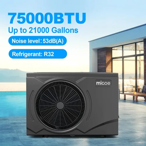 Miniatura 2 de MICOE Bomba de calor para piscina de 75,000 BTU, calentador de bomba de calor de fuente de aire eléctrica inteligente para piscinas sobre el suelo