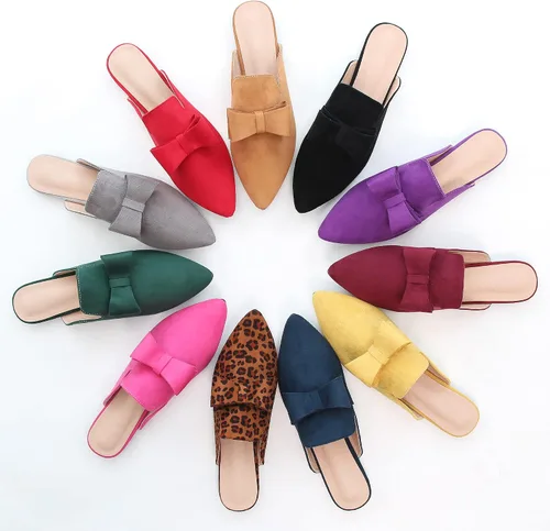 Miniatura 7 de mocasines para mujer con lazo, mocasines con punta puntiaguda, de verano, zapatos planos sin cordones