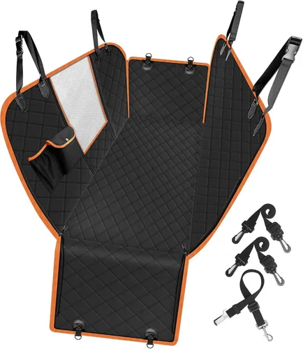 Miniatura 9 de Femuar Funda de asiento de coche para perro, impermeable, antideslizante, para asiento trasero con bolsillos de almacenamiento, ventana visual