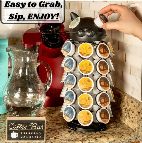Miniatura 3 de Made Easy Kit - Organizador de almacenamiento en carrusel de 360 cápsulas de café, compatible con cápsulas Keurig K-Pods K-Cups, organizador de Gato