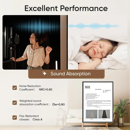 Miniatura 4 de Paquete de 2 paneles acústicos de listones de madera para pared y techo, paneles de pared de madera insonorizantes de 94.49"×12.80" para decoración
