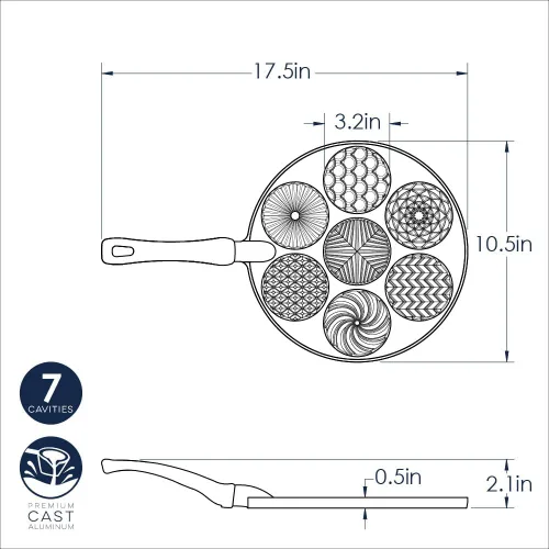 Miniatura 3 de Nordic Ware - Sartén para hotcakes antiadherente, aluminio pesado, 7 tazas redondas, para gas, eléctrico, estufas de cerámica, fabricado en EE. UU