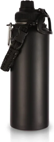 Miniatura 21 de Volhoply Botellas de agua aisladas en paquete de 2, 40 onzas, botella deportiva de acero inoxidable con asa de paracord y tapa con boquilla, taza