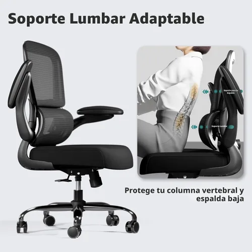 Miniatura 6 de TRALT Silla de oficina – Silla de escritorio ergonómica con soporte lumbar ajustable, silla de computadora de malla, sillas ejecutivas para oficina