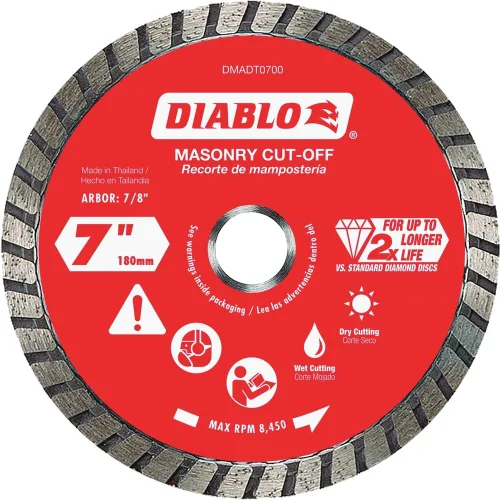Miniatura 4 de Diablo Hoja de corte segmentada de diamante turbo para mampostería, hormigón, ladrillo y bloque - 5" de diámetro, 2.6mm de Kerf, 6150 RPM máximos