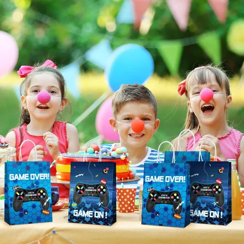 Miniatura 5 de Clabby 16 bolsas para jugadores, recuerdos de fiesta de videojuegos, bolsas de regalo con asa para niños, decoración de fiesta de cumpleaños
