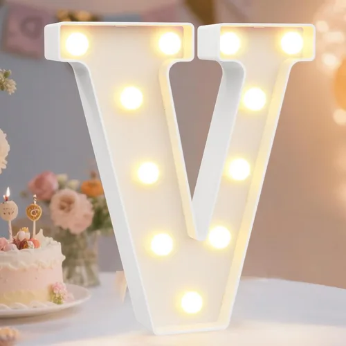 Miniatura 61 de Pooqla Letras con luces LED de marquesina, letras decorativas iluminadas en blanco cálido y blanco frío, letras del alfabeto iluminadas para niños