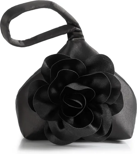 BABEYOND Bolsos de mano para mujer, bolsos de noche de satén con flores, bolso de pulsera elegante para fiestas, uso diario, boda