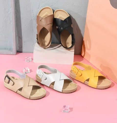 Miniatura 8 de Cubufly Sandalias para niños con tiras cruzadas y puntera abierta, zapatos de verano para uso en interiores y exteriores, para niños pequeños