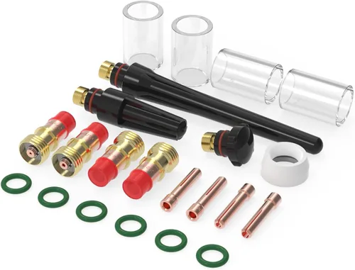 YESWELDER 22 unids tig soldadura antorcha Stubby Gas Lens #10 Copa de vidrio Kit para WP-17/18/26