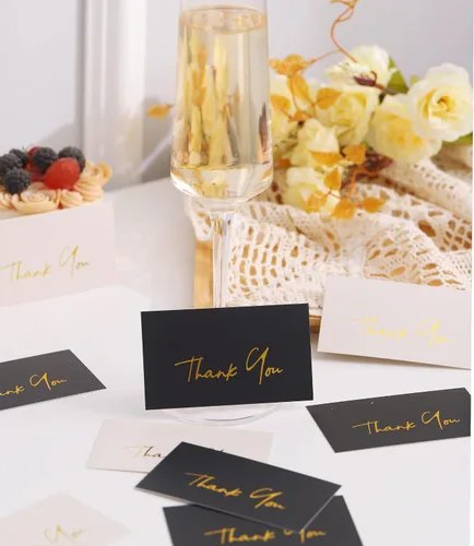 Miniatura 4 de Winoo Design Mini Tarjetas de Agradecimiento Doradas para Pequeñas Empresas – Paquete de 100 – Tarjeta Plana Sin Plegar, 2 x 3.5 Pulgadas, Gracias