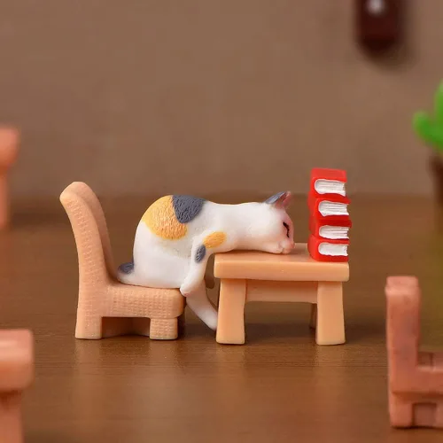 Miniatura 4 de Juego de 10 piezas de juguetes de personaje de gato Kawaii para decoración de tartas, figuras de gato, decoración de escritorio, regalo de Navidad