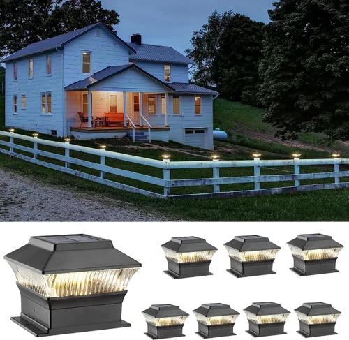 Miniatura 7 de Luces para postes de valla, 25 lúmenes, luz solar para postes de madera, se adapta a postes de madera de 4 x 4 o más grandes con base de 4 x 6, luz