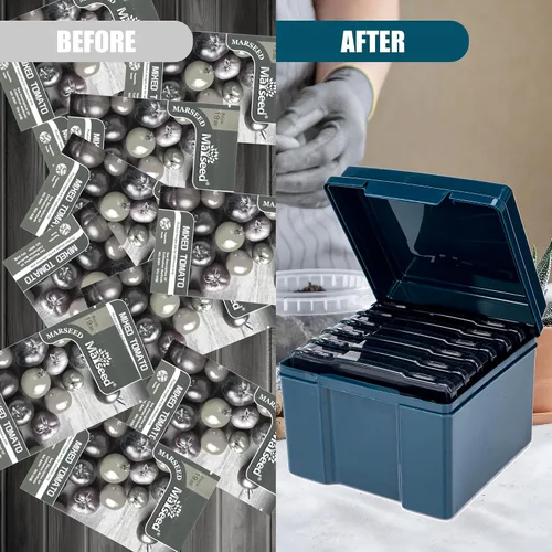 Miniatura 6 de Caja de almacenamiento de semillas verde oscuro con 6 cajas pequeñas interiores de 57 pulgadas, caja de almacenamiento de herramientas portátil