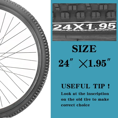 Miniatura 6 de Paquete de 1 o 2 neumáticos de bicicleta de 24"/26"/27.5"x1.95" con capa antipinchazos de 0.118 in para neumáticos de bicicleta de montaña con o sin