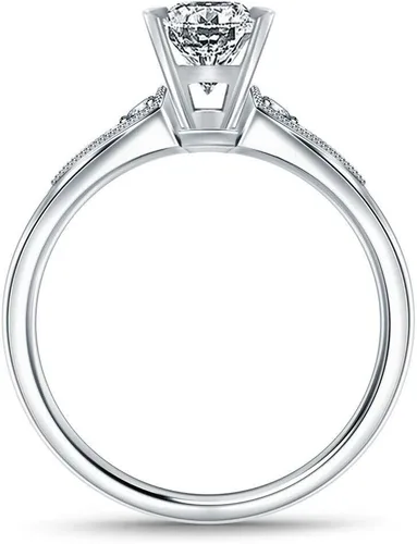 Miniatura 3 de RINGJEWEL Anillo plateado de compromiso de moissanita blanca con corte esmeralda para mujer