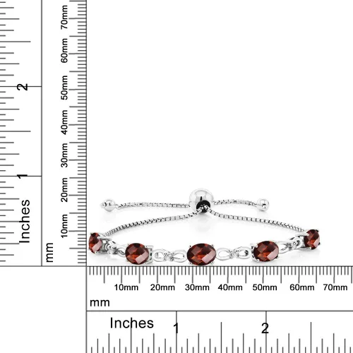 Miniatura 68 de Gem Stone King Pulsera de tenis de diamantes cultivados en laboratorio con piedra natal de 3-6 quilates para mujer, plata de ley 925, ovalada