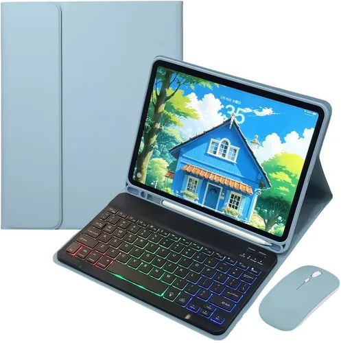 Miniatura 12 de Funda con teclado retroiluminado arcoíris para Galaxy Tab S6 Lite de 10.4 pulgadas con mouse y 7 colores RGB retroiluminación colorida teclado