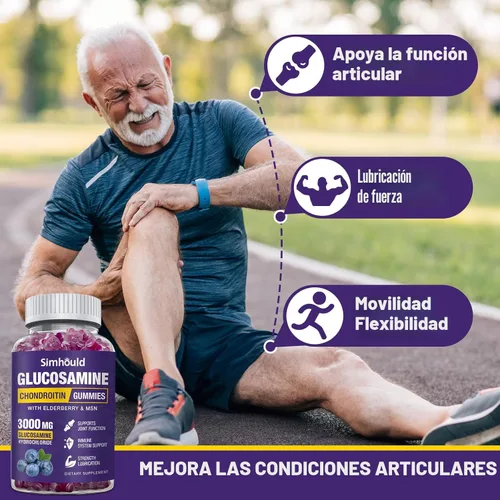 Miniatura 3 de Simhould 2 paquetes de gomitas de glucosamina y condroitina, suplemento de apoyo articular extra fuerte de 3000 mg con MSM y saúco, flexibilidad