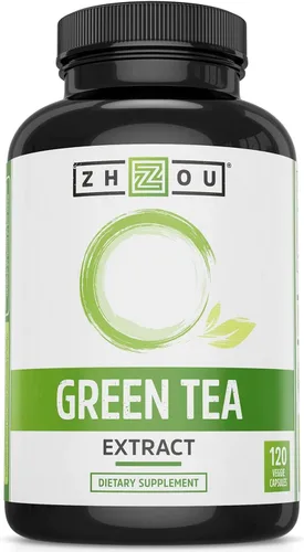 Zhou Extracto de té verde con EGCG, metabolismo, energía natural, enfoque mental, apoyo inmunológico, fórmula cardíaca antioxidante y saludable, sin