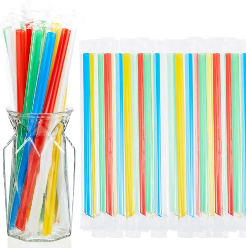 Miniatura 17 de Tessco for you 600 piezas de 25 cm de pajitas jumbo para batidos a granel de 10 mm de plástico desechable con burbujas de té de boca ancha envueltas