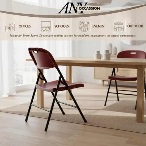 Miniatura 4 de Paquete de 4 sillas plegables de plástico resistente, sillas plegables de capacidad de 450 libras para interiores y exteriores, asientos portátiles