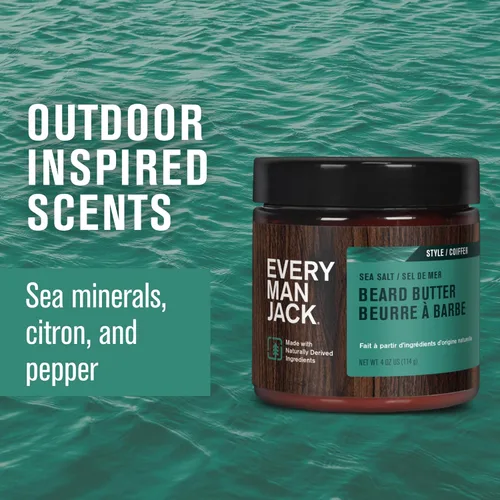 Miniatura 3 de Every Man Jack Mantequilla para barba, fragancia sutil de sal marina, hidrata y estiliza las barbas rebeldes mientras alivia la picazón, derivada