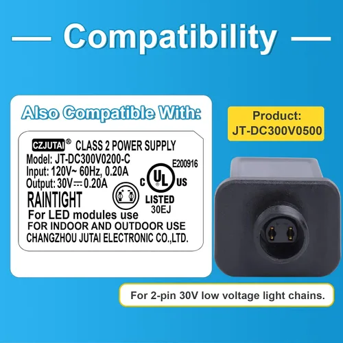 Miniatura 4 de PremierAdapter - Fuente de alimentación de 30 V 15 W, transformador para CZJUTAI JT-DC300V0500-F IP44 30V15W /12W /9W /7.2W /6W /4.5W /3.6W
