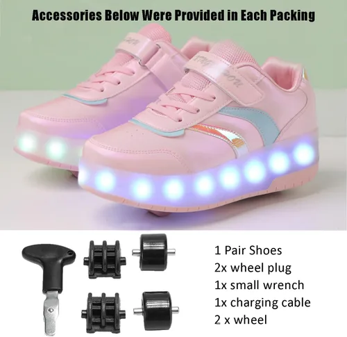 Miniatura 4 de Zapatos con ruedas para niños y niñas, patines, zapatillas deportivas con luz LED recargable para principiantes, el mejor regalo