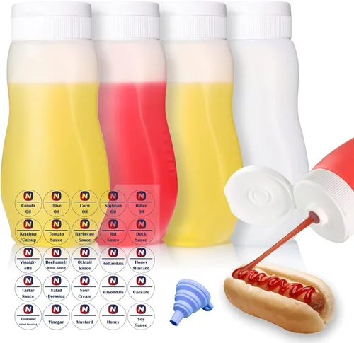 Botellas Exprimibles de Condimentos para Ketchup Salsa Picante Líquidos Aceite con Tapas para Leche Condensada y Mostaza Dispensador de Aderezo para
