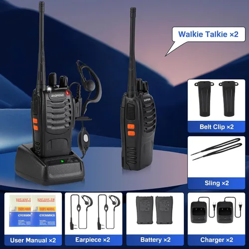 Miniatura 7 de BAOFENG Walkie Talkies 888S recargable de largo alcance con auriculares para adultos, radio profesional de 16 canales, radios bidireccionales